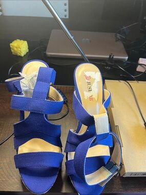 JustFab Royal Blue Strappy Elastic Heels